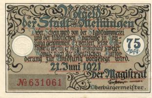 Német Birodalom/Weimari Köztársaság Meiningen 1921. 75Pf (4X) 4klf, teljes sor T:I