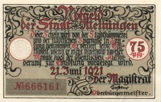 Német Birodalom/Weimari Köztársaság Meiningen 1921. 75Pf (4X) 4klf, teljes sor T:I