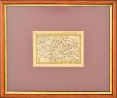 1595 Erdély térképe /Gerardum Mercatorem cum privilegio, színezett rézmetszet, papír, paszpartuban, üvegezett fa keretben, készítő: Gerhard Mercator, 9×13 cm