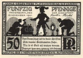 Német Birodalom/Weimari Köztársaság Paderborn 1921. 25Pf + 50Pf + 75Pf + 1M + 2M összesen:5klf, telj...