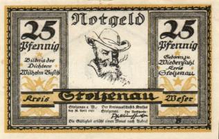 Német Birodalom/Weimari Köztársaság Stolzenau 1921. 25Pf + 50Pf (2X)+ 75Pf (2X) 5klf, teljes sor T:I