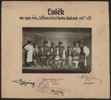 1935 Hajmáskéri Honvéd Altiszti Kaszinó szilveszteri kabaré estje, 11,5x17 cm, karton 24x27 cm