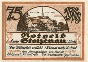 Német Birodalom/Weimari Köztársaság Stolzenau 1921. 25Pf + 50Pf (2X)+ 75Pf (2X) 5klf, teljes sor T:I