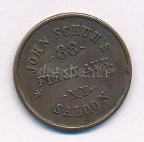 Amerikai Egyesült Államok 1863. "JOHN SCHUH'S SALOON - 88 FIRST AVENUE NEW YORK" Br z...