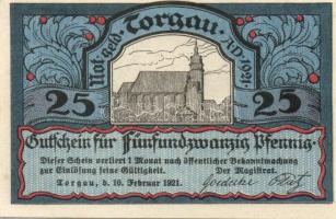 Német Birodalom/Weimari Köztársaság Torgau 1921. 5Pf + 10Pf + 25Pf + 50Pf  4klf,  teljes sor T:I