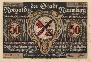 Német Birodalom/Weimari Köztársaság Naumburg 1920. 50Pf (4X) 4klf,  teljes sor T:I