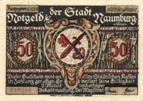 Német Birodalom/Weimari Köztársaság Naumburg 1920. 50Pf (4X) 4klf,  teljes sor T:I