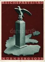 1938 Reichsparteitag Nürnberg. Festpostkarte. Reichsparteitag der NSDAP / Nuremberg Rally. NSDAP German Nazi Party propaganda, swastika + 1938 Parteitag Großdeutchlands, Nürnberg (EB)