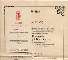 1948. 2 db centenáriumi ünnepségi meghívó