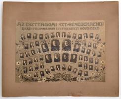 1928 Esztergom, a Szent Benedek Rendi Főgimnázium tanárai és végzett növendékei, kistabló nevesített...