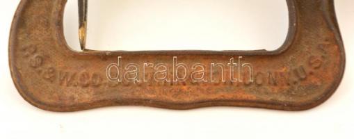 Régi amerikai szorító, jelzett (RS&W Co., Southington, Connecticut), rozsdás + fém körző