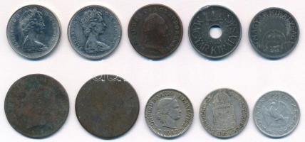 10db-os vegyes magyar és külföldi fémpénz tétel, közte 2db  ezüstérme T:vegyes