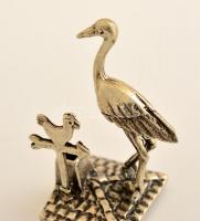 Ezüst(Ag) miniatűr gólyák, 2 db, jelzett, m: 4 cm, nettó: 32,3 g