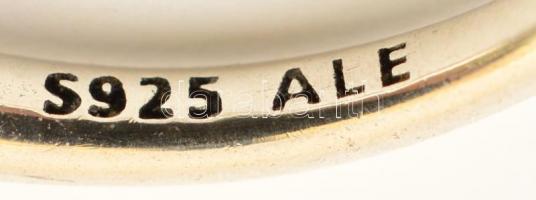 Ezüst(Ag) Pandora szívecskés gyűrű, jelzett, méret: 54, bruttó:2,4 g