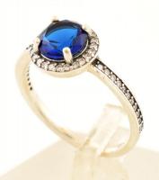 Ezüst(Ag) Pandora kék köves gyűrű, jelzett, méret: 54, bruttó: 2,3 g