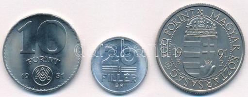 1981. 10Ft Ni "FAO" + 1983. 20f Al "FAO" + 1991. 100Ft Cu-Ni "II. János Pál...