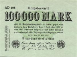 Német Birodalom/Weimari Köztársaság 1923. 100.000M  T:I-