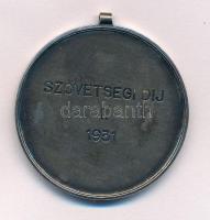 1931. "Magyar Ökölvívó Szövetség 1925" jelzett Ag díjérem füllel, "ARKANZAS" és ...