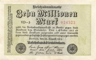 Német Birodalom/Weimari Köztársaság 1923. 10.000.000M (3X) 3klf vízjellel T:I,I-