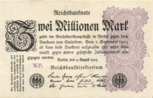 Német Birodalom/Weimari Köztársaság 1923. 2000.000M (2X) 2klf vízjellel T:I-