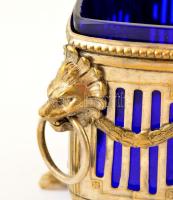 Art deco jardiniere, réz-eredeti üveg betéttel, nagyon apró csorbákkal, jelzett (K&Co), 23×12×10...