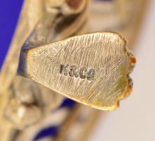 Art deco jardiniere, réz-eredeti üveg betéttel, nagyon apró csorbákkal, jelzett (K&Co), 23×12×10...