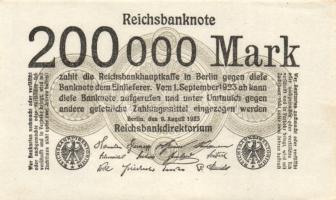 Német Birodalom/Weimari Köztársaság 1923. 200.000M (2X) T:I