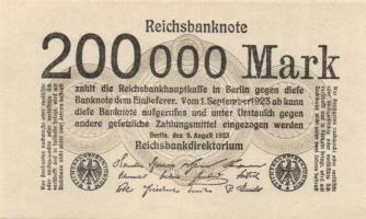 Német Birodalom/Weimari Köztársaság 1923. 200.000M (2X) T:I