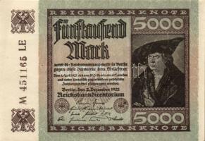 Német Birodalom/Weimari Köztársaság 1923. 5000M nyomathibás sorszámmal T:I