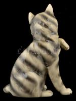 Mosakodó macska, kézzel festett, jelzett, apró kopásokkal, m: 19 cm