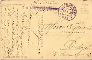 1918 Osztrák-magyar katonai mentőautó / Sanitäts-Autokolonne 1915. Weltkrieg 1914-16 Feldpostkarte 2...