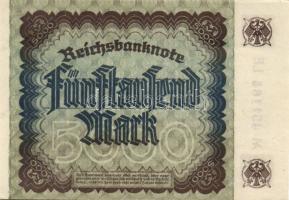 Német Birodalom/Weimari Köztársaság 1923. 5000M nyomathibás sorszámmal T:I