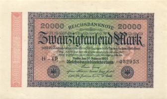 Német Birodalom/Weimari Köztársaság 1923. 20.000M (3X)egymásutáni ill. egyugrású sorszámmal T:I,I-