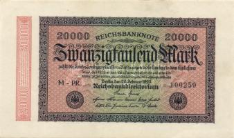 Német Birodalom/Weimari Köztársaság 1923. 20.000M (2X)2klf vízjellel T:I-