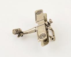 Ezüst(Ag) miniatűr repülő, jelzett, 4×3,5 cm, nettó: 9,1 g