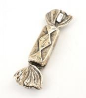 Ezüst(Ag) miniatűr szaloncukor, jelzett, h: 5,5 cm, nettó: 12,6 g