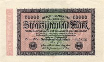 Német Birodalom/Weimari Köztársaság 1923. 20.000M (2X)2klf vízjellel T:I-