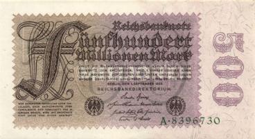 Német Birodalom/Weimari Köztársaság 1923. 500.000.000M birodalmi vízjel jobboldalt T:I