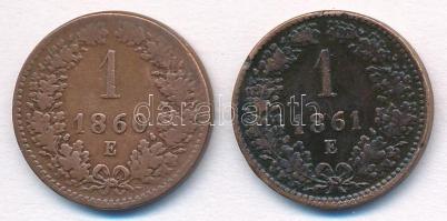 1860E 1kr Cu + 1861E 1kr Cu T:2,2-