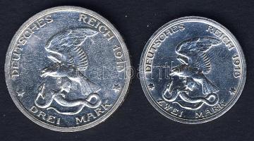 Német Birodalom/Császárság/Poroszország 1913. 2M Ag + 3M Ag "1813. Felszabadító háború" T:2 kis k.