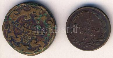 Ausztria  1762W 1Kr T:3 korr. + 1780W 1/2Kr T:3