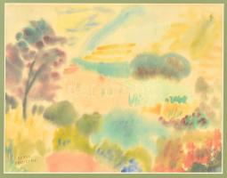 Szász Pál (1912-1969): Cassis, 1950, akvarell, papír, jelzett, paszpartuban, üvegezett fa keretben, 23×28 cm