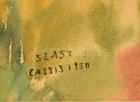 Szász Pál (1912-1969): Cassis, 1950, akvarell, papír, jelzett, paszpartuban, üvegezett fa keretben, ...