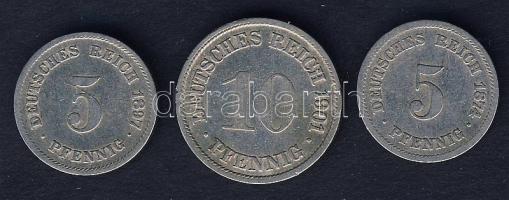 Német Birodalom/Császárság 1874A 5Pf T:3-  + 1897G 5Pf T:3 + 1901G 10Pf T:3