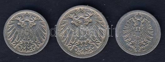 Német Birodalom/Császárság 1874A 5Pf T:3-  + 1897G 5Pf T:3 + 1901G 10Pf T:3