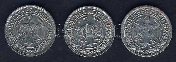 Német Birodalom/Weimari Köztársaság 1927D 50Pf T:3 ph. + 1928A+1930A 50Pf 2klf évszám T:2,2/3+