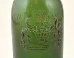 "Harmatvíz" feliratú, Budapest-címeres, színezett, csatos üveg, kis kopásokkal, m: 29,5 cm