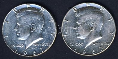USA 1967. 1/2$ Ag "Kennedy" T:2+ + USA 1967. 1/2$ Ag "Kennedy" T:2 k.