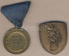 1928. "Move.K.P. háziverseny" díjérme szalaggal + 1937. "Magyar Általános Hitelbank Tisztviselőinek Sportegylete" Br emlékplakett. Szign:Z.Kiss T:2