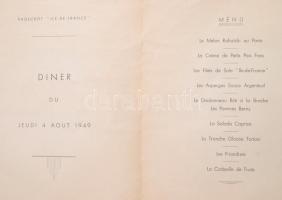 1949 Az Ile de France óceánjáró nagyméretű étlapja 28x36 cm